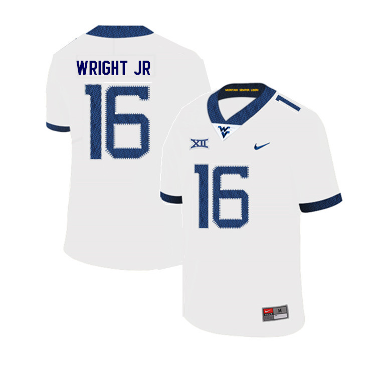 Men #16 Winston Wright Jr. West Virginia Mountaineers College Football Jerseys Sale-White - Click Image to Close